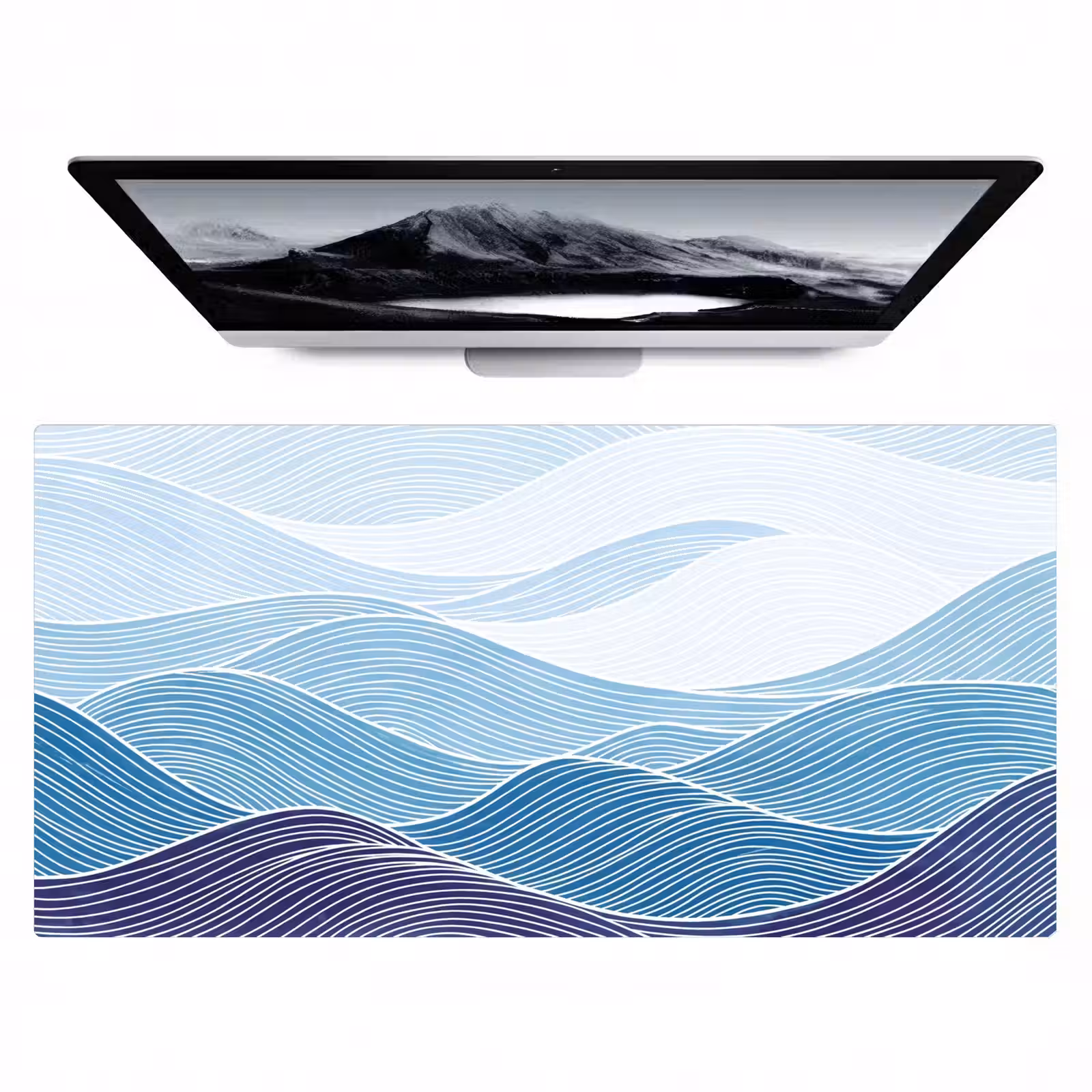 Bureau onderlegger - Abstract - Golven - Patroon - Blauw - Modern — 1