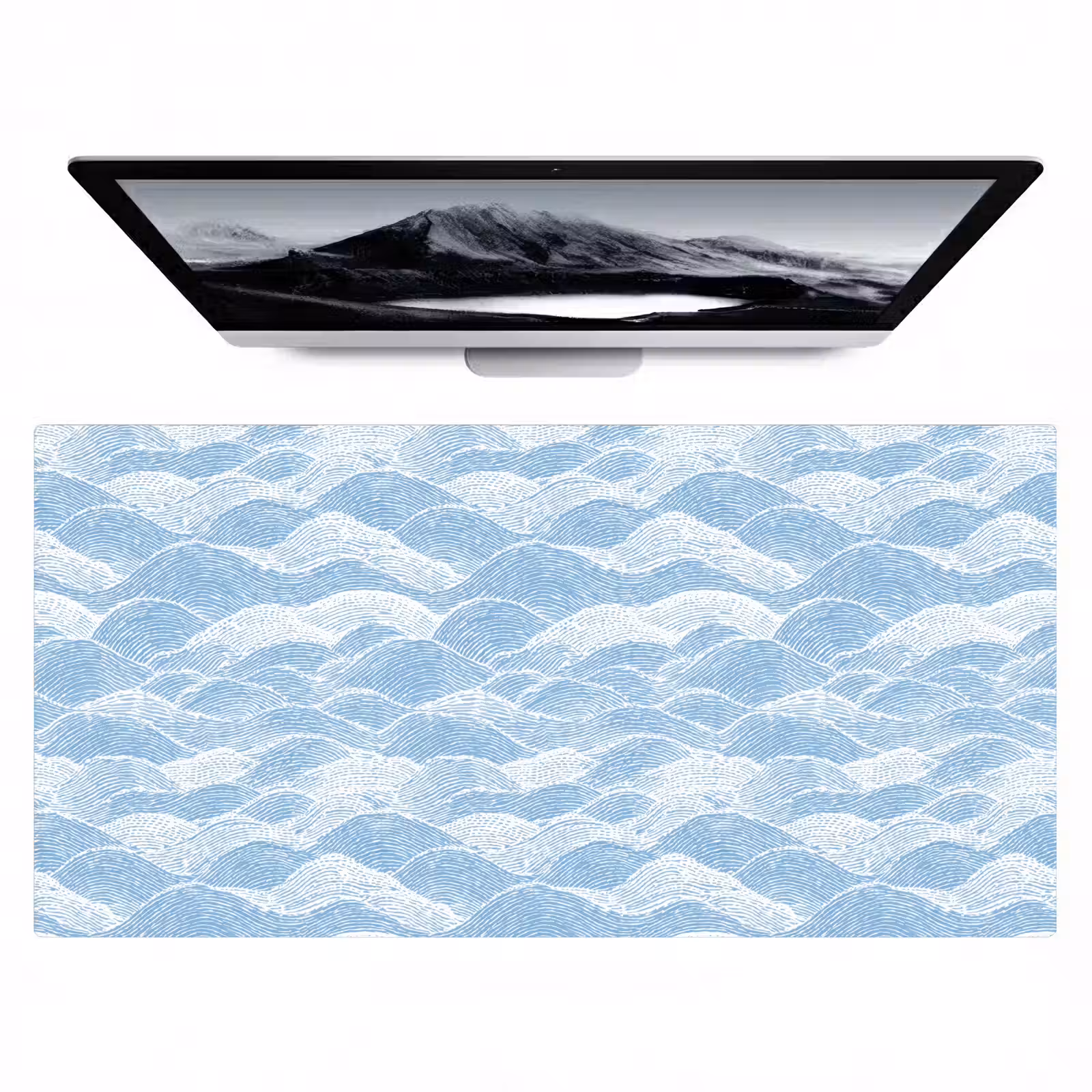 Bureau onderlegger - Blauw - Wit - Golven - Getekend — 1