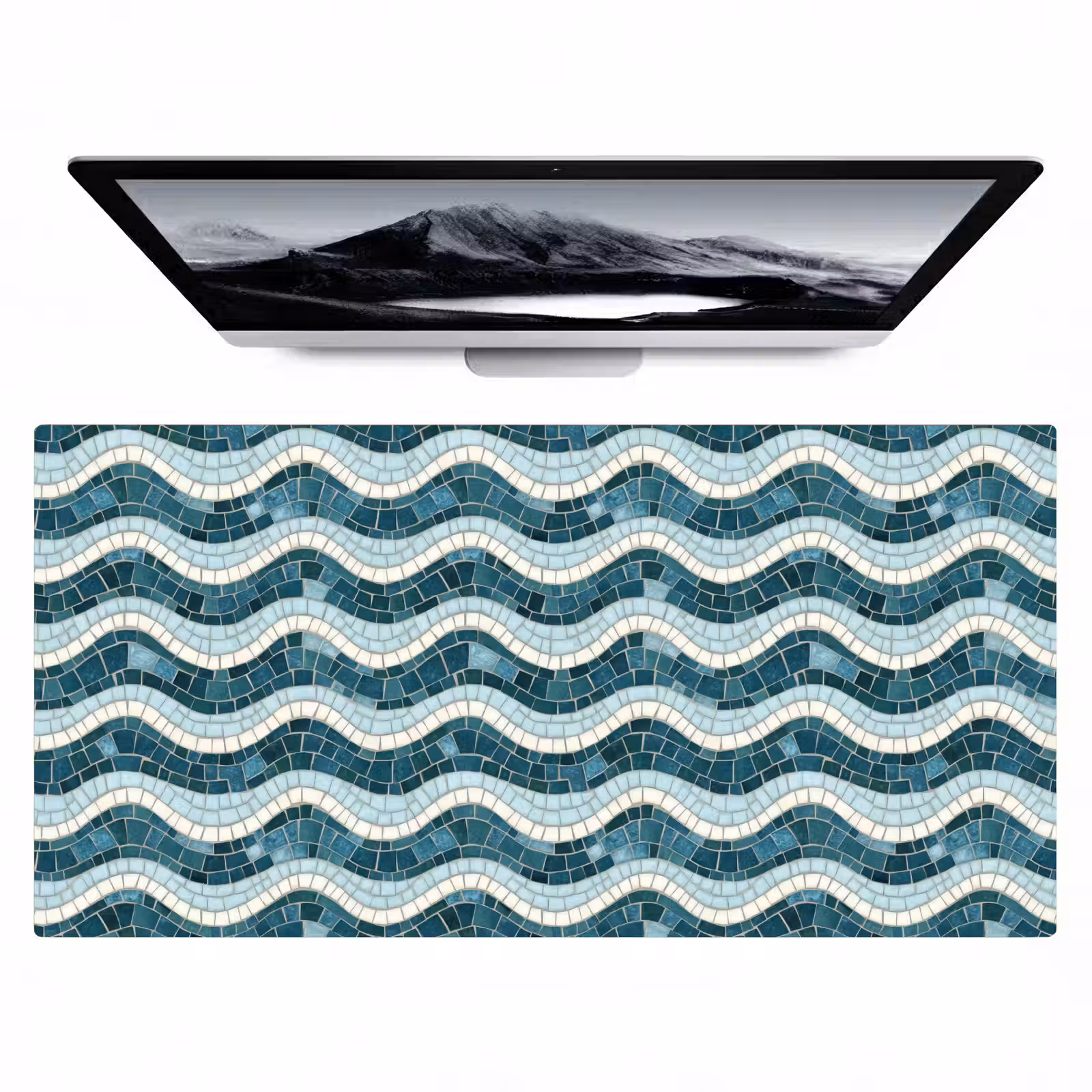 Bureau onderlegger - Blauw - Wit - Mozaïek - Golvend — 1