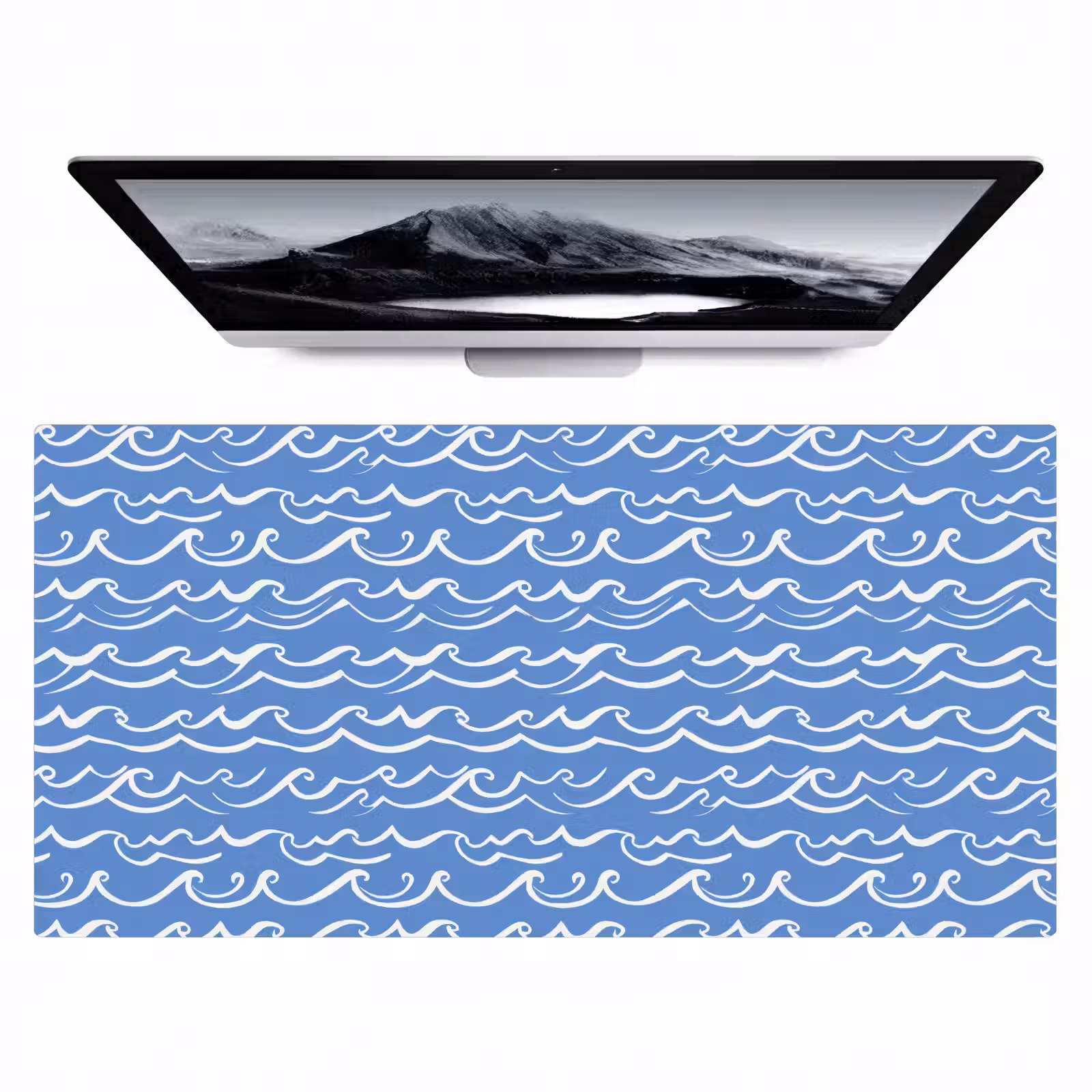 Bureau onderlegger - Blauw - Wit - Simpel - Getekend - Golven — 1