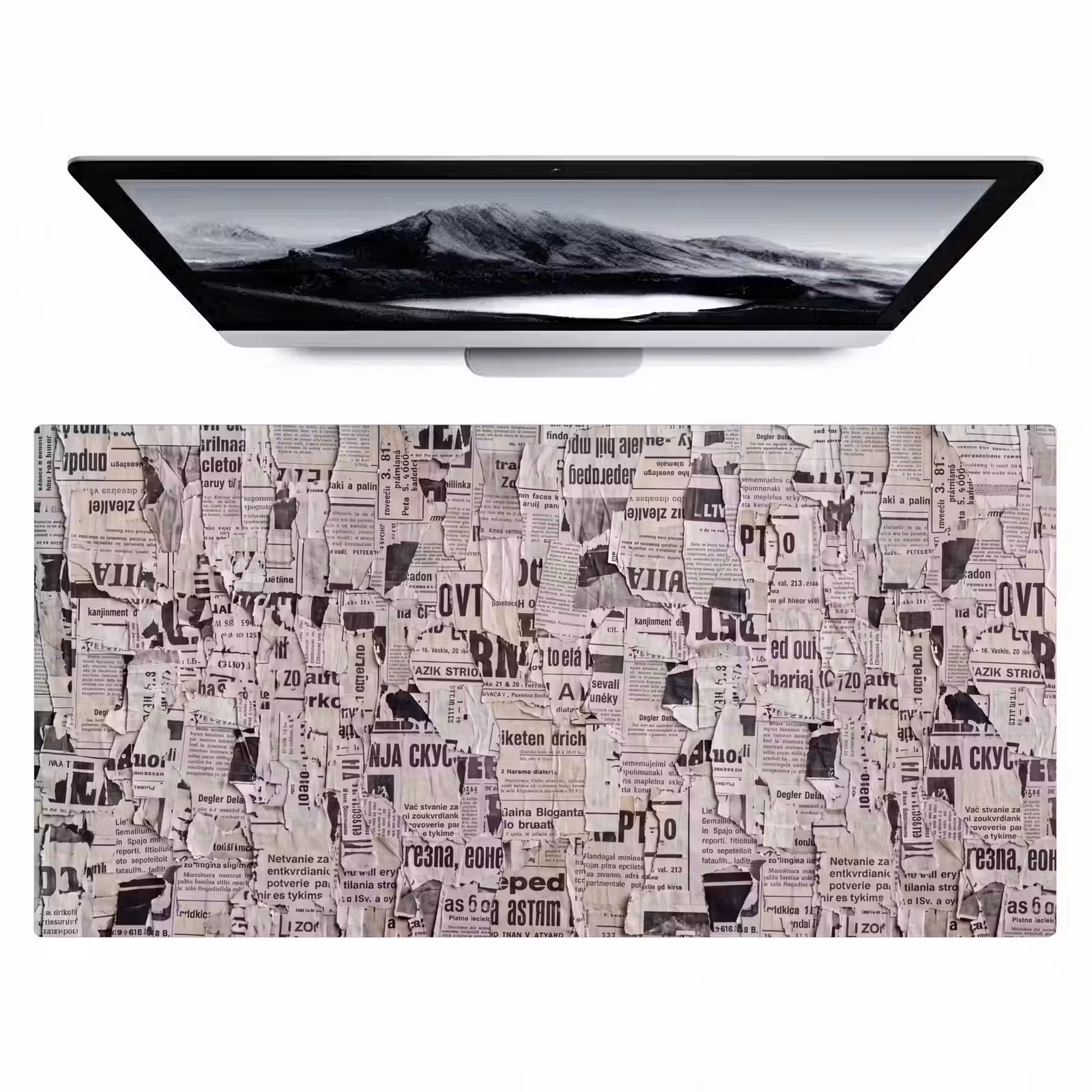Bureau onderlegger - Krant - Gescheurd - Textuur - Abstract - Zwart-wit — 1