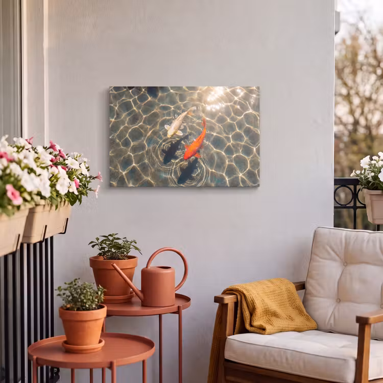 Buiten canvas - Vis - Water - Dieren - Oranje - Goud — 4