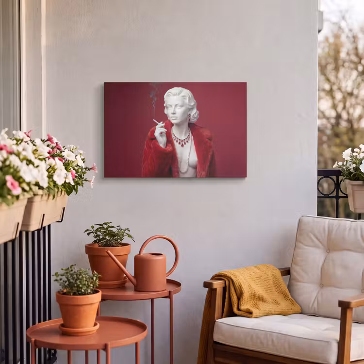 Buiten canvas - Vrouw - Bontjas - Mode - Klassiek - Rood — 4