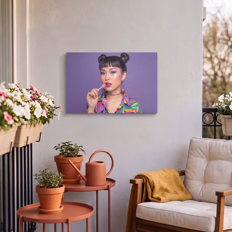 Buiten canvas - Vrouw - Portret - Make-up - Paars - Levendig — 4