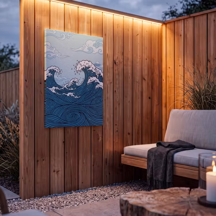 Buiten canvas - Zee - Golven - Japans - Natuur - Blauw — 4