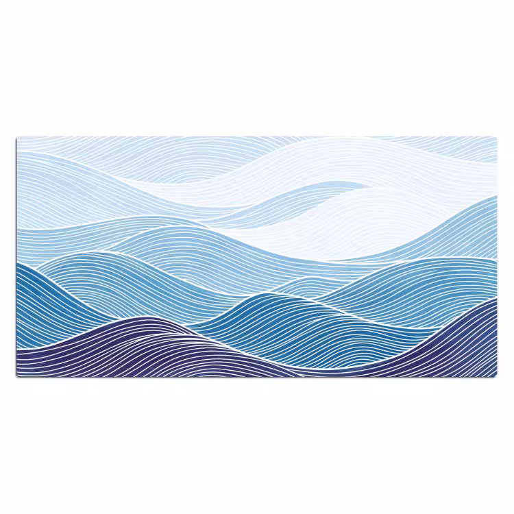 Bureau onderlegger - Abstract - Golven - Patroon - Blauw - Modern — 2
