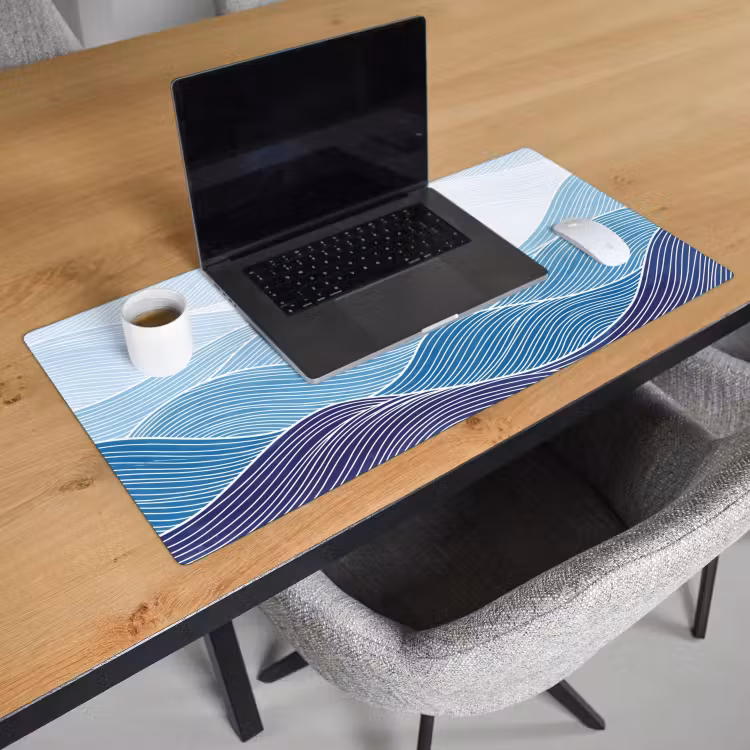 Bureau onderlegger - Abstract - Golven - Patroon - Blauw - Modern — 3