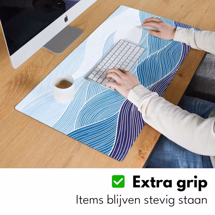 Bureau onderlegger - Abstract - Golven - Patroon - Blauw - Modern — 6