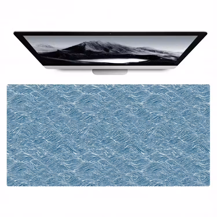 Bureau onderlegger - Blauw - Wit - Golven - Getekend - Textuur — 1