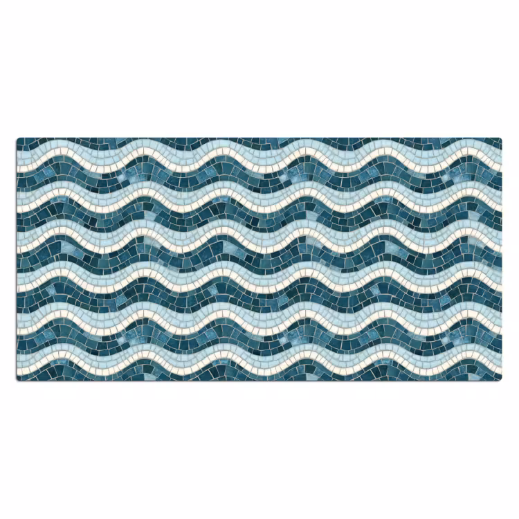 Bureau onderlegger - Blauw - Wit - Mozaïek - Golvend — 2