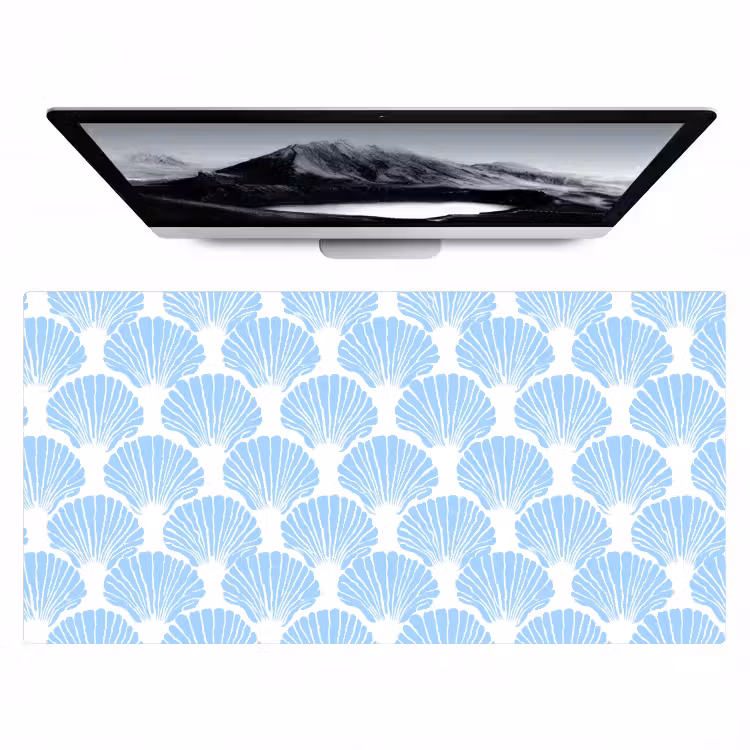 Bureau onderlegger - Blauw - Wit - Schelpen - Grafisch - Structuur — 1