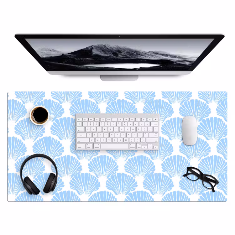 Bureau onderlegger - Blauw - Wit - Schelpen - Grafisch - Structuur — 4