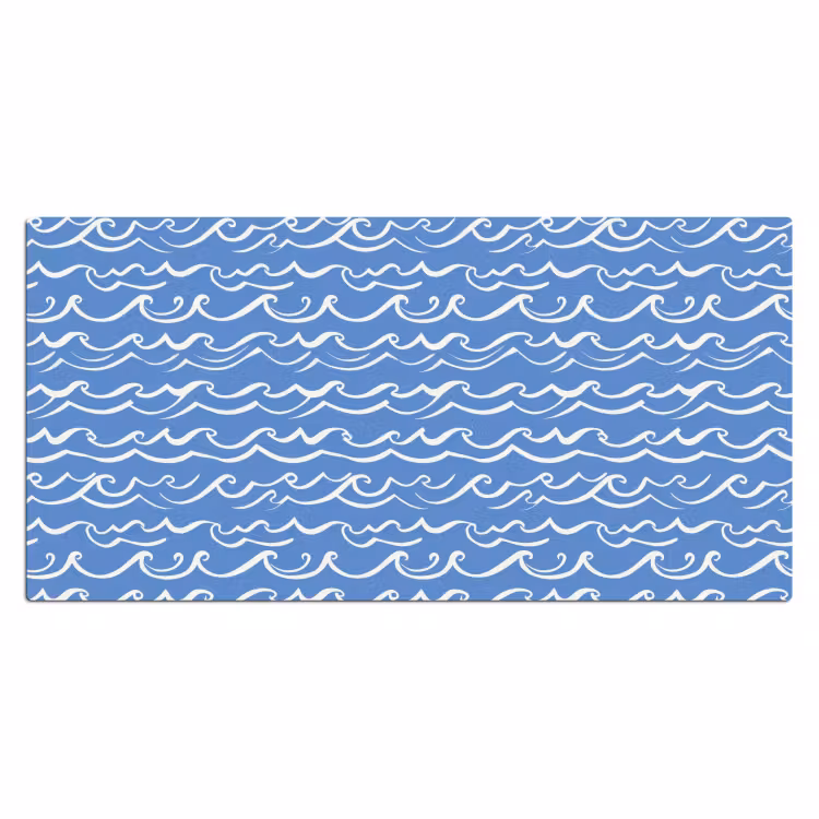 Bureau onderlegger - Blauw - Wit - Simpel - Getekend - Golven — 2