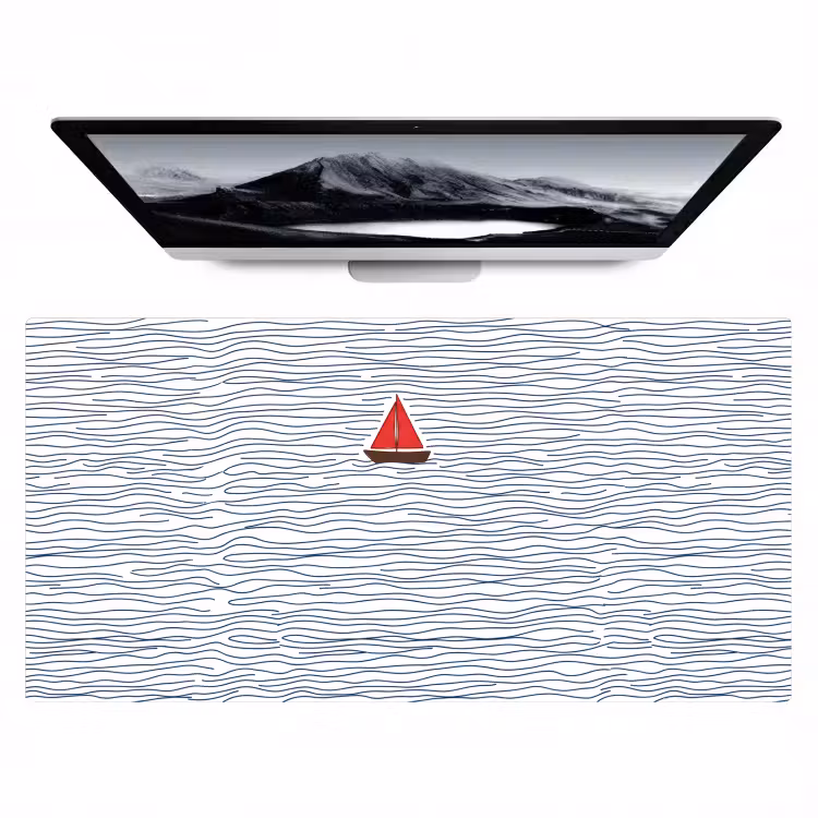 Bureau onderlegger - Boot - Water - Rood - Illustratie - Minimalistisch — 1