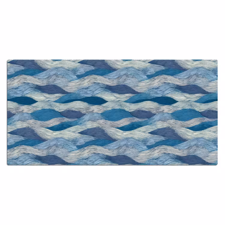 Bureau onderlegger - Getekend - Blauw - Wit - Golvend - Streepjes — 2