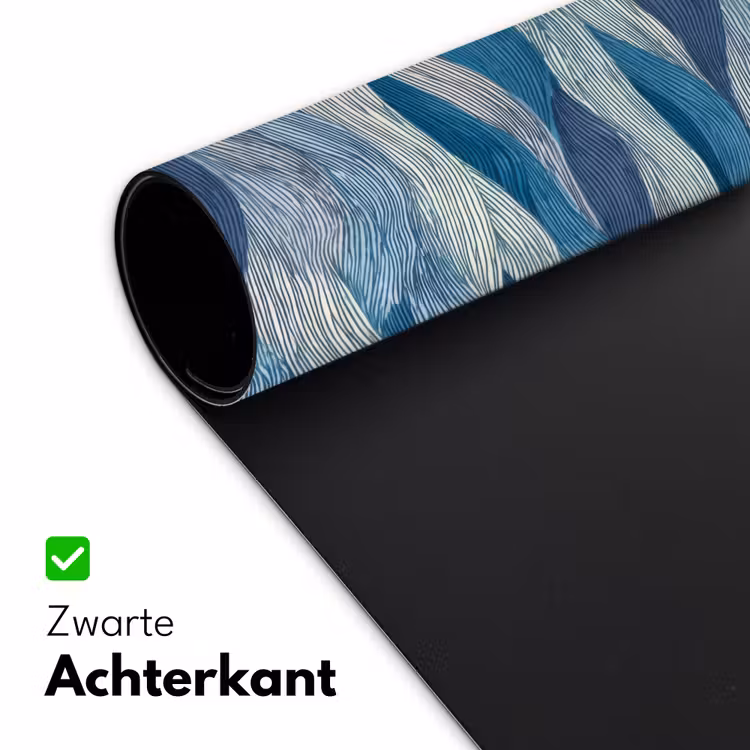Bureau onderlegger - Getekend - Blauw - Wit - Golvend - Streepjes — 5