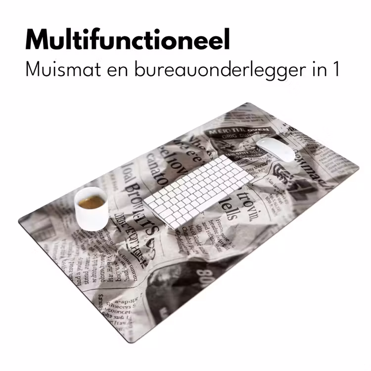 Bureau onderlegger - Krant - Gekreukeld - Textuur - Vintage - Zwart-wit — 7