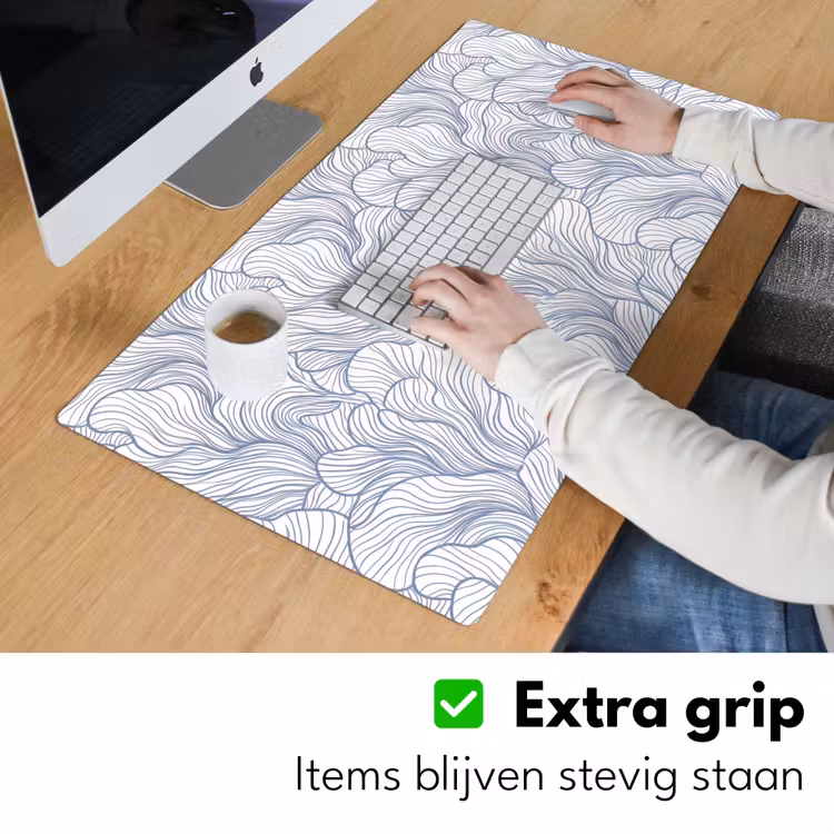 Bureau onderlegger - Patroon - Lijnen - Organisch - Abstract - Blauw — 6