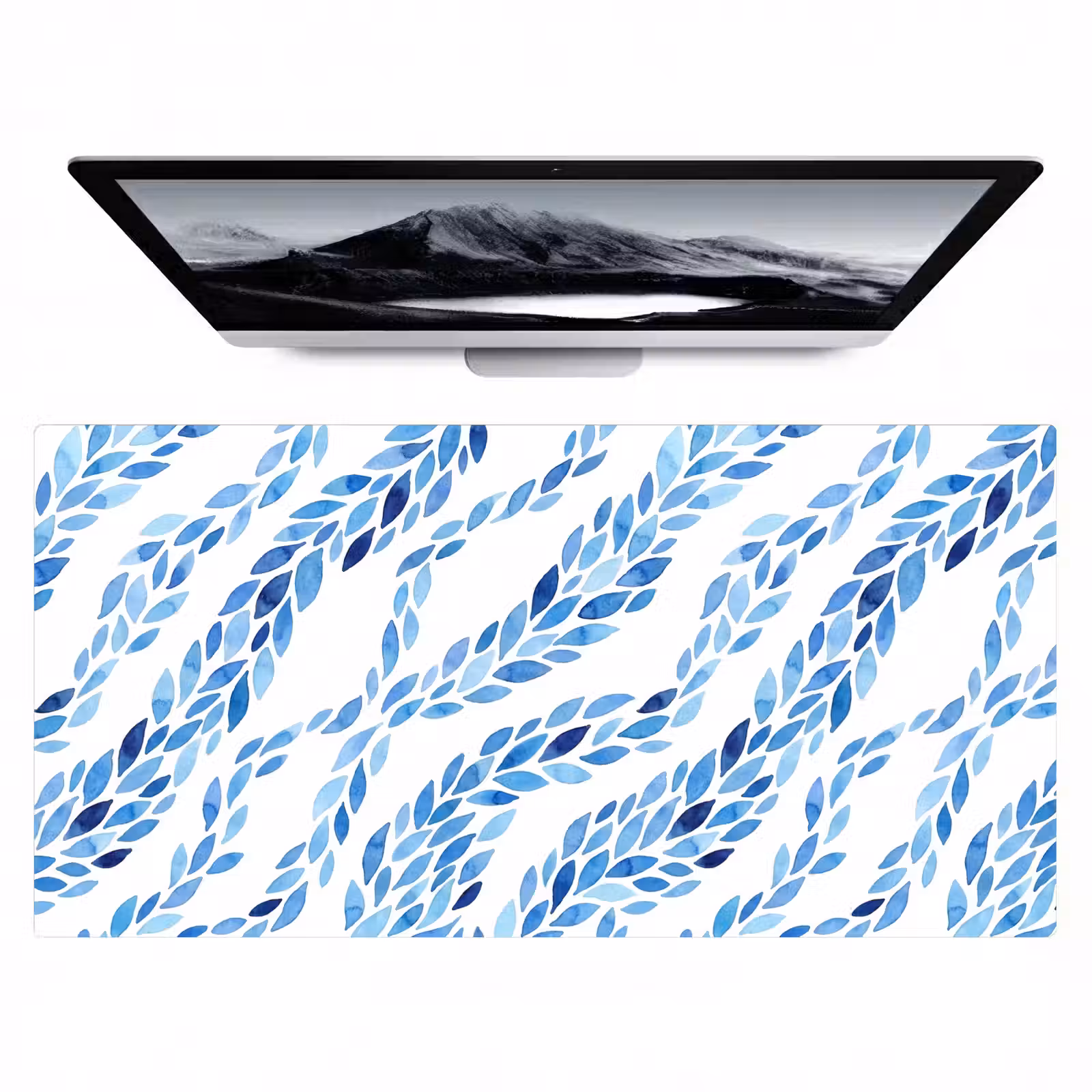 Bureau onderlegger - Bladeren - Aquarel - Patroon - Modern - Blauw — 1