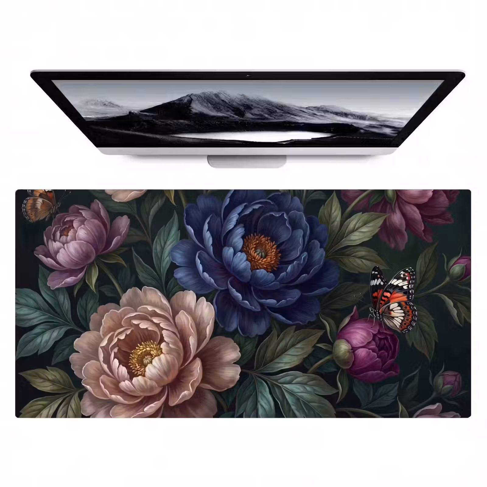 Bureau onderlegger - Bloemen - Vlinder - Natuur - Modern - Paars — 1