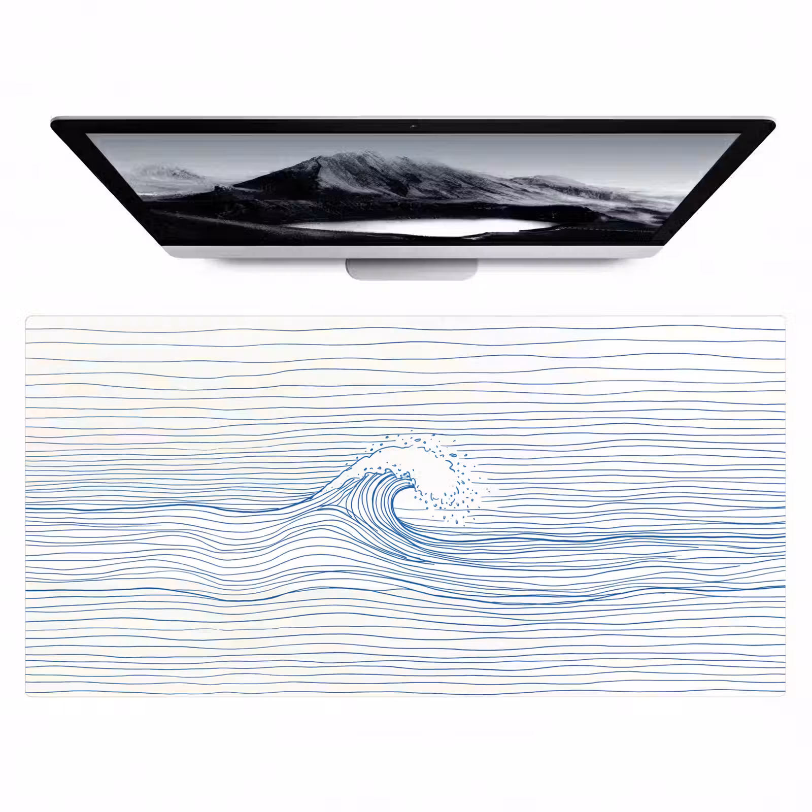 Bureau onderlegger - Golf - Brekende - Natuur - Minimalistisch - Blauw — 1