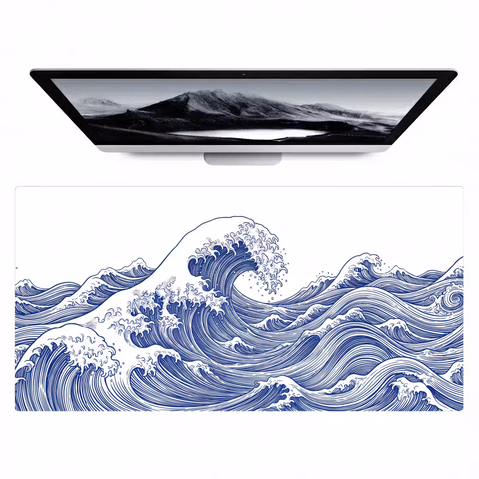Bureau onderlegger - Golf - Japans - Zee - Illustratie - Blauw — 1
