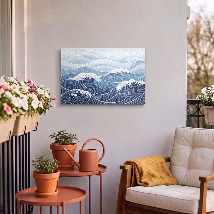 Buiten canvas - Water - Mozaïek - Landschap - Modern - Blauw — 4