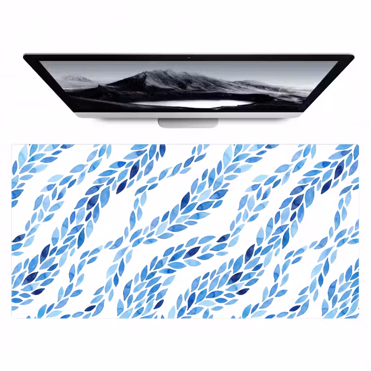 Bureau onderlegger - Bladeren - Aquarel - Patroon - Modern - Blauw — 1