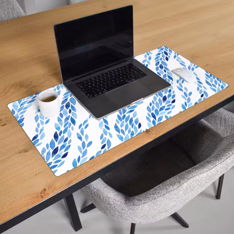Bureau onderlegger - Bladeren - Aquarel - Patroon - Modern - Blauw — 3