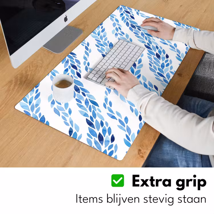 Bureau onderlegger - Bladeren - Aquarel - Patroon - Modern - Blauw — 6
