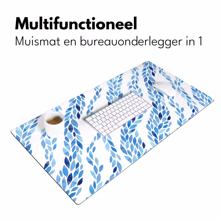 Bureau onderlegger - Bladeren - Aquarel - Patroon - Modern - Blauw — 7