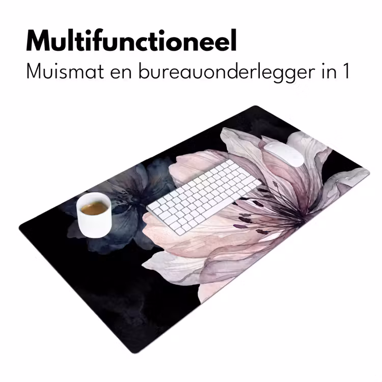 Bureau onderlegger - Bloemen - Aquarel - Modern - Roze - Donker — 7