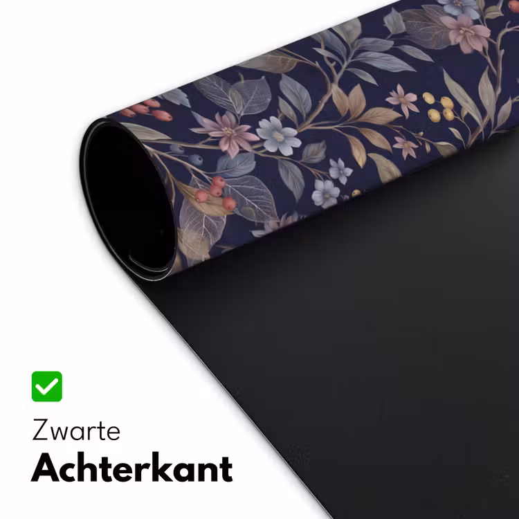 Bureau onderlegger - Bloemen - Bladeren - Patroon - Botanisch - Donkerblauw — 5