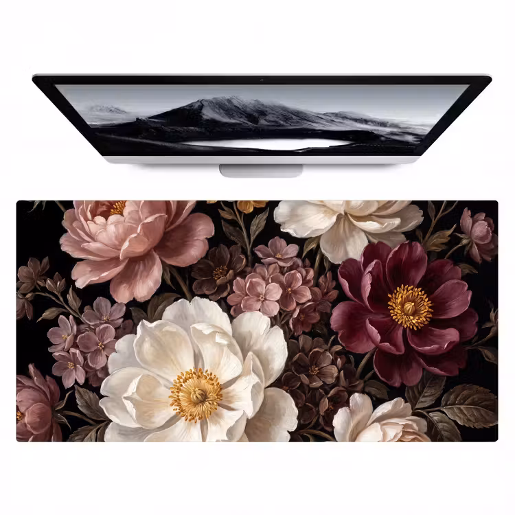 Bureau onderlegger - Bloemen - Boeket - Klassiek - Donker - Rood — 1