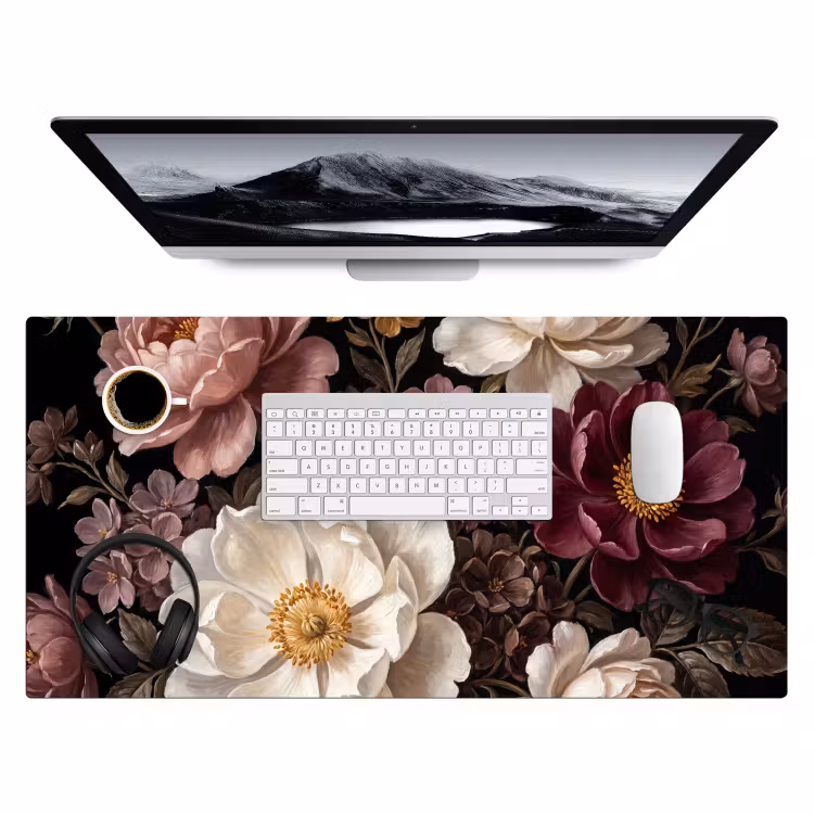 Bureau onderlegger - Bloemen - Boeket - Klassiek - Donker - Rood — 4