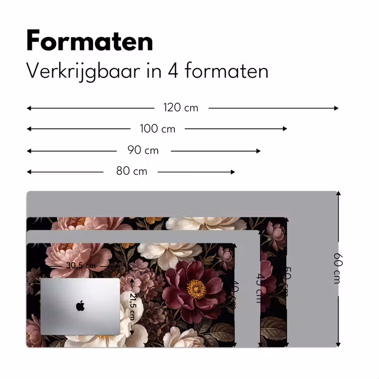 Bureau onderlegger - Bloemen - Boeket - Klassiek - Donker - Rood — 8