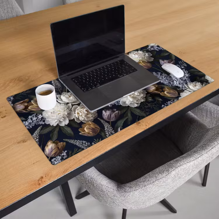 Bureau onderlegger - Bloemen - Donker - Elegant - Natuur - Wit — 3