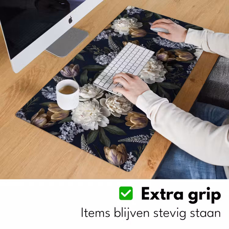 Bureau onderlegger - Bloemen - Donker - Elegant - Natuur - Wit — 6