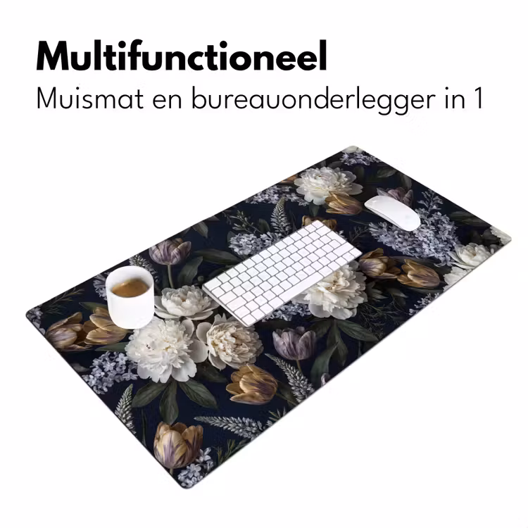 Bureau onderlegger - Bloemen - Donker - Elegant - Natuur - Wit — 7