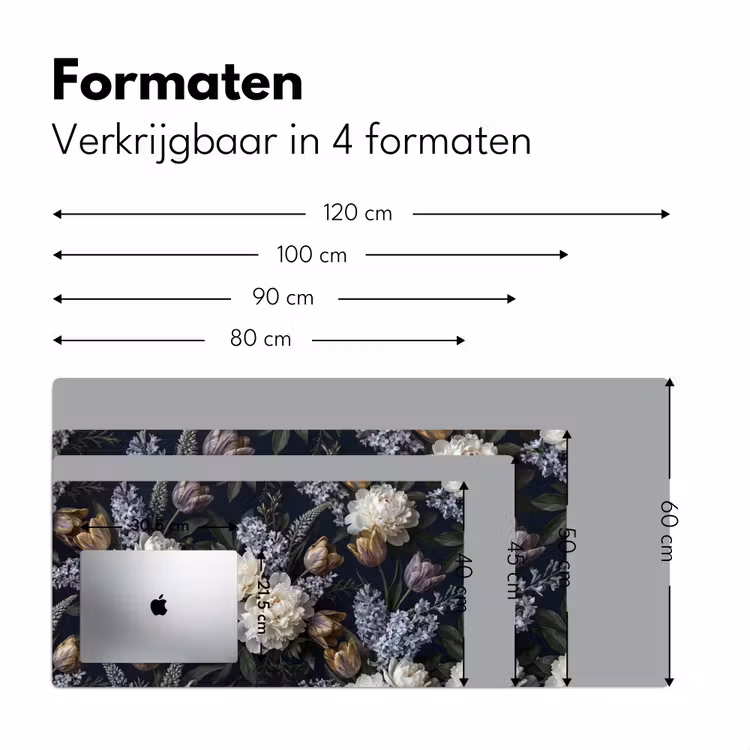 Bureau onderlegger - Bloemen - Donker - Elegant - Natuur - Wit — 8