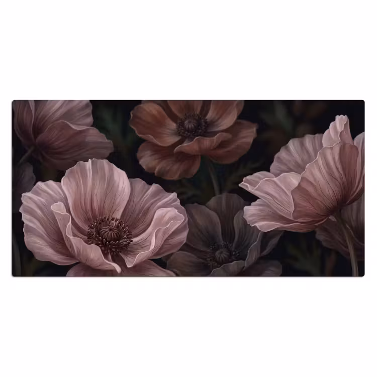 Bureau onderlegger - Bloemen - Natuur - Roze - Donker - Modern — 2