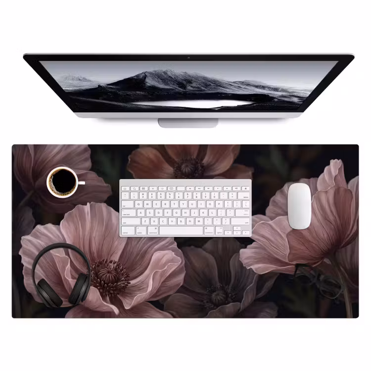 Bureau onderlegger - Bloemen - Natuur - Roze - Donker - Modern — 4