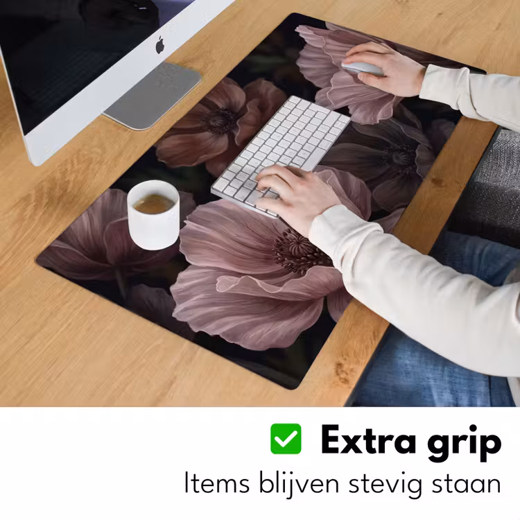 Bureau onderlegger - Bloemen - Natuur - Roze - Donker - Modern — 6