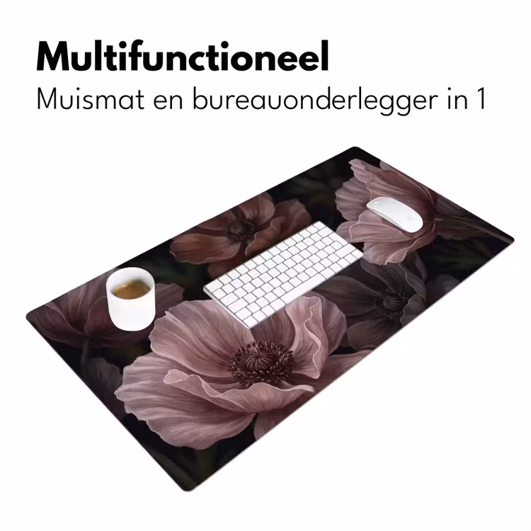 Bureau onderlegger - Bloemen - Natuur - Roze - Donker - Modern — 7