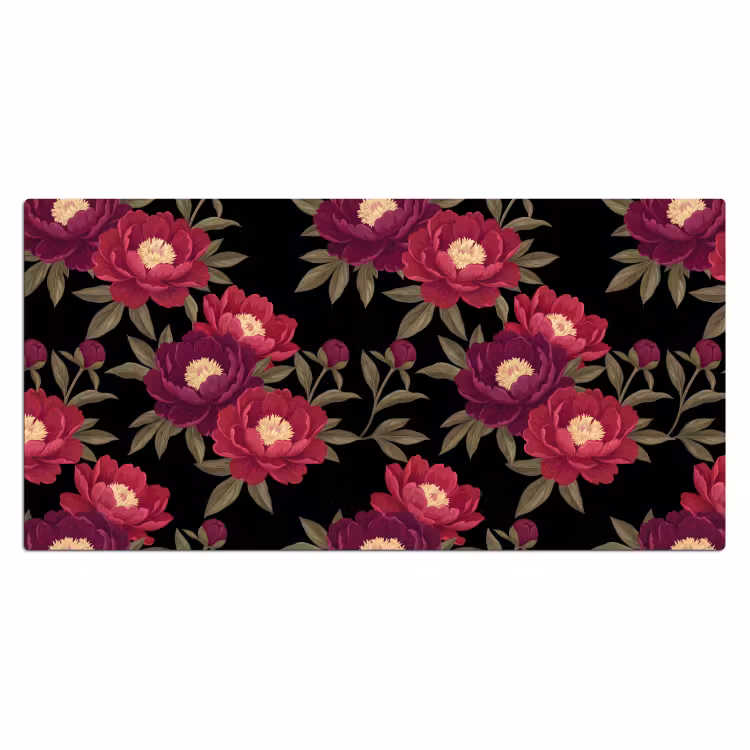 Bureau onderlegger - Bloemen - Patroon - Botanisch - Rood - Zwart — 2