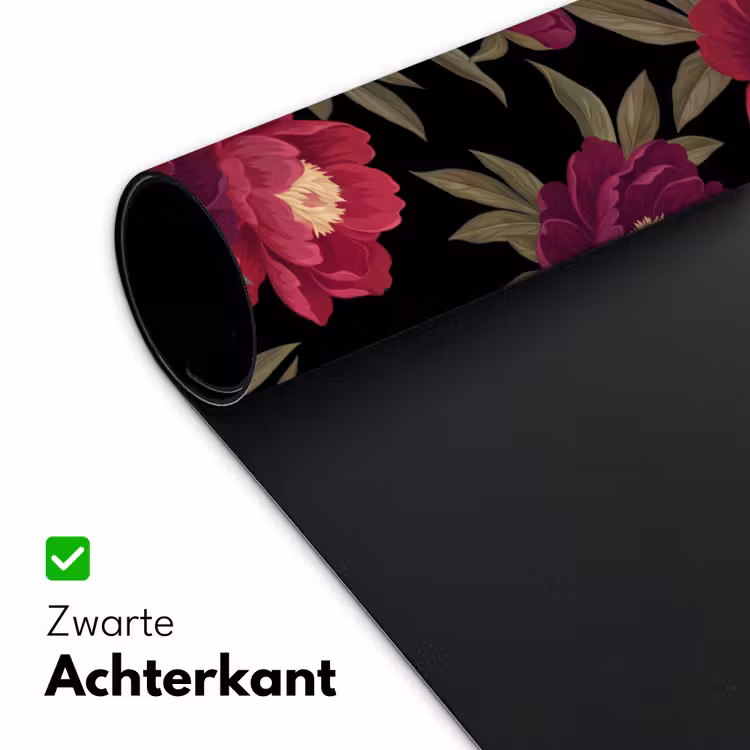 Bureau onderlegger - Bloemen - Patroon - Botanisch - Rood - Zwart — 5
