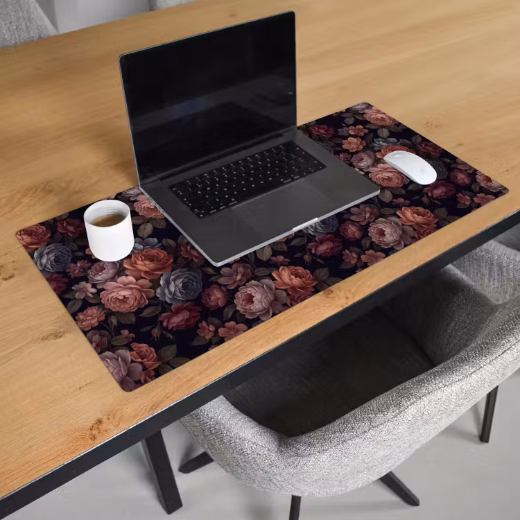 Bureau onderlegger - Bloemen - Patroon - Vintage - Donker - Roze — 3