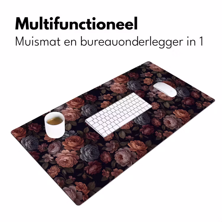 Bureau onderlegger - Bloemen - Patroon - Vintage - Donker - Roze — 7