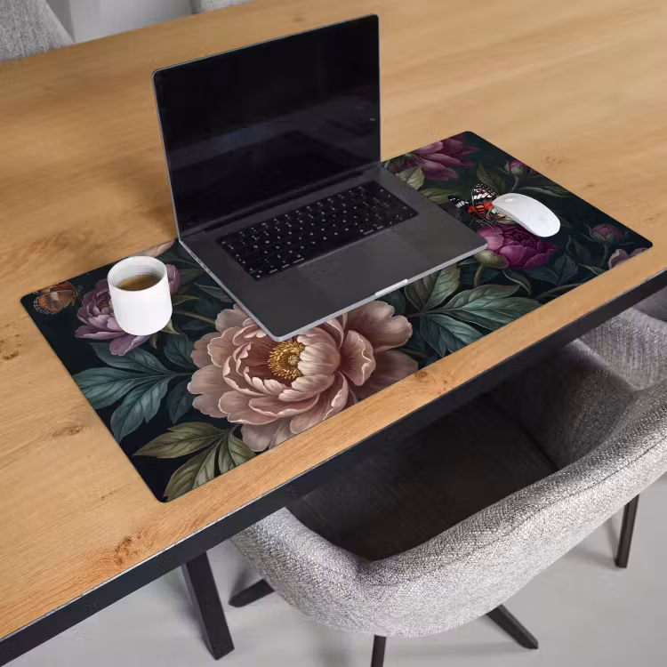 Bureau onderlegger - Bloemen - Vlinder - Natuur - Modern - Paars — 3