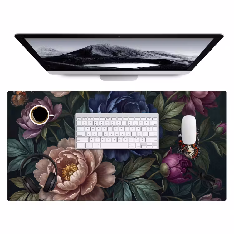 Bureau onderlegger - Bloemen - Vlinder - Natuur - Modern - Paars — 4
